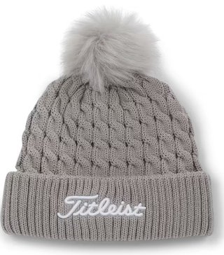 Titleist Cable Knit Pom Pom gorro de invierno de mujer, gris claro