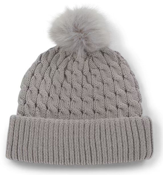 Titleist Cable Knit Pom Pom gorro de invierno de mujer, gris claro