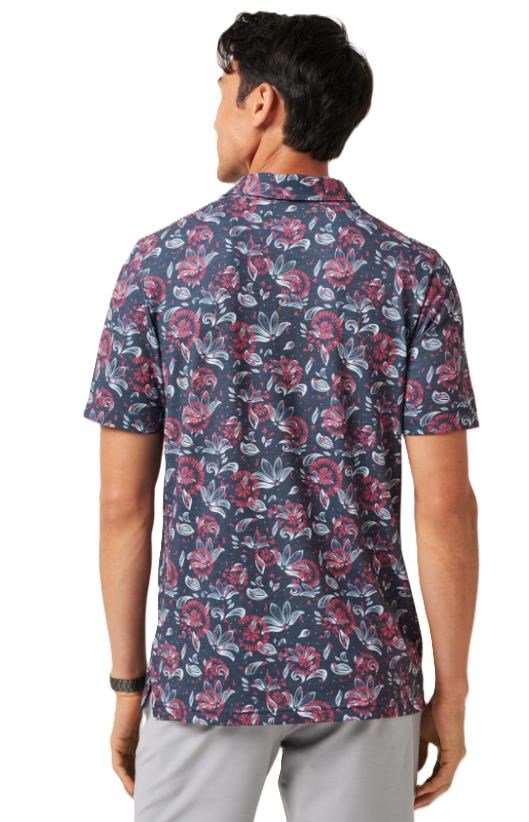 Travis Mathew FEATHERWEIGHT FLOURISH polo de hombre, mood indigo/vintage indigo