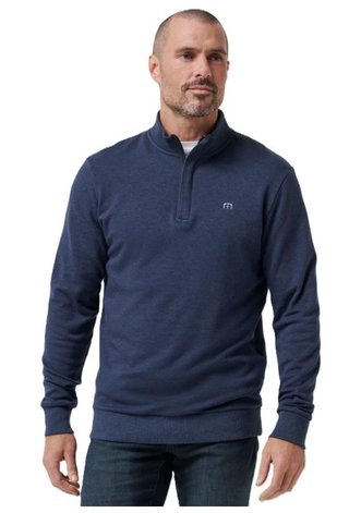 Travis Mathew CLOUD QUARTER ZIP 2.0 sudadera polar de hombre, heather blue