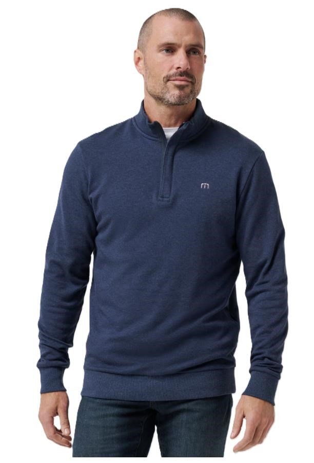 Travis Mathew CLOUD QUARTER ZIP 2.0 sudadera polar de hombre, heather blue