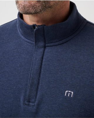 Travis Mathew CLOUD QUARTER ZIP 2.0 sudadera polar de hombre, heather blue