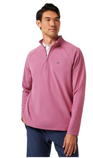 Travis Mathew Air Tram Quarter Zip sudadera de hombre, rose wine