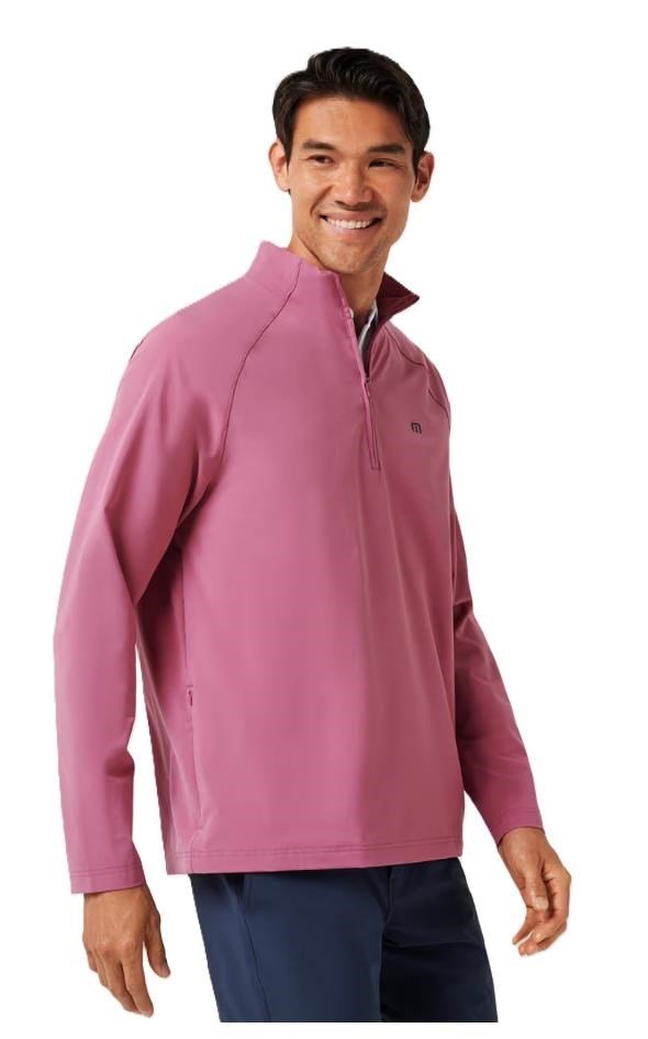 Travis Mathew Air Tram Quarter Zip sudadera de hombre, rose wine