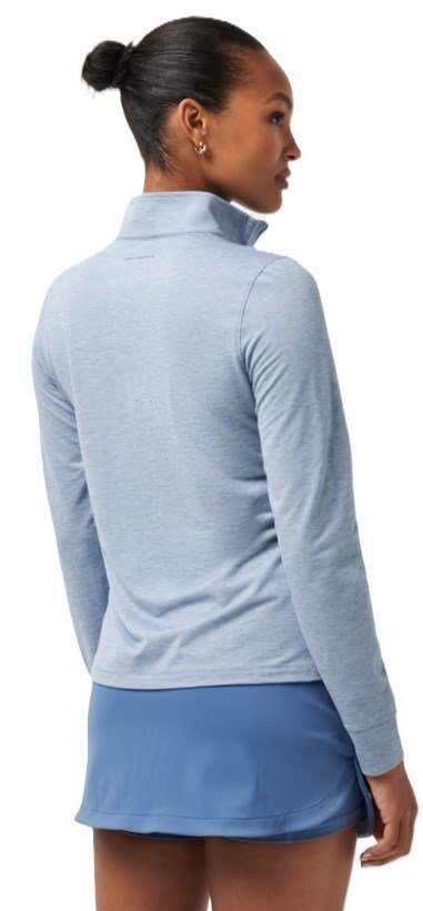 Travis Mathew Featherweightt Active Zip Long Sleeve polo de mujer de manga larga, heather copen blue