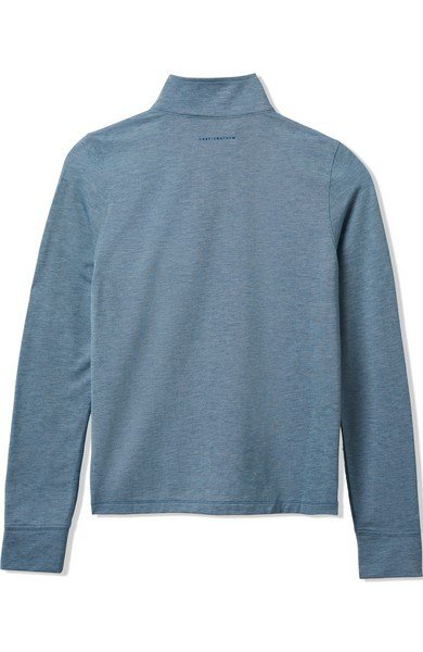 Travis Mathew Featherweightt Active Zip Long Sleeve polo de mujer de manga larga, heather copen blue