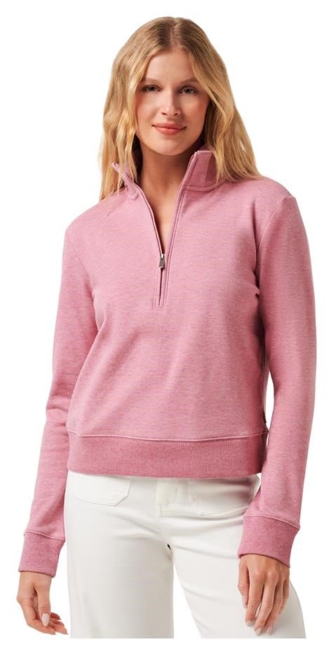 Travis Mathew Cloud Fleece Half-Zip sudadera de mujer, heather foxglove