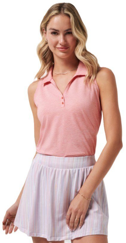 Travis Mathew Featherweight Active 2.0 Sleeveless polo de mujer, heather porcelain rose