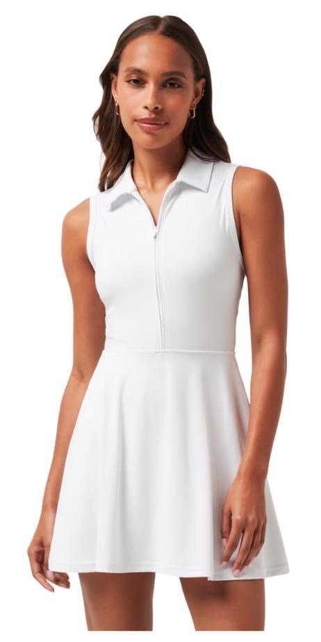 Travis Mathew Moveknit Sleeveless Polo vestido de mujer, blanco