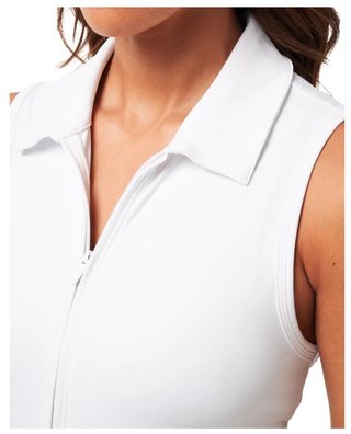 Travis Mathew Moveknit Sleeveless Polo vestido de mujer, blanco