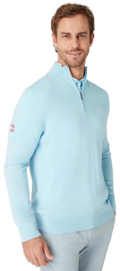 Callaway 1/4 Blended Merino suéter de hombre, arctic paradise