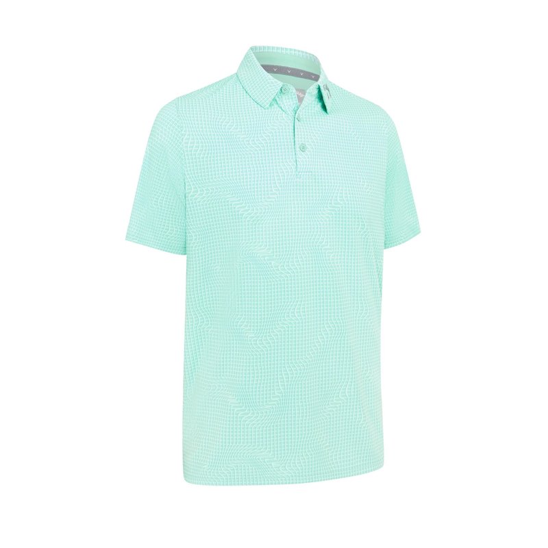 Callaway Warped Gingham Print polo de hombre, neptune green