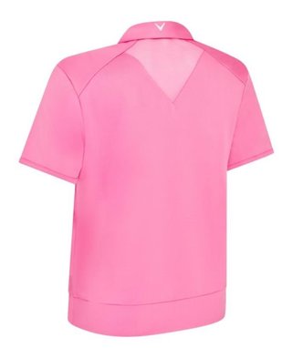 Callaway Waist Length Mesh Detail Short Sleeve polo de mujer, cheeky pink
