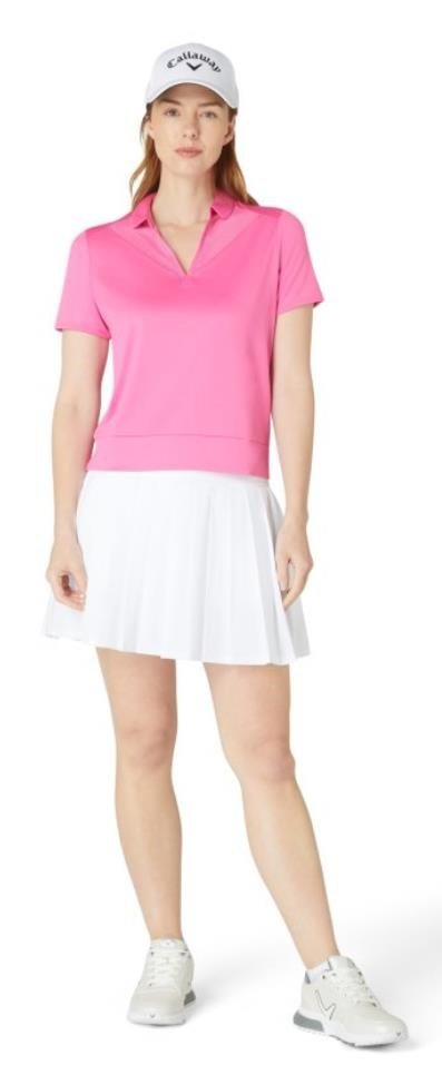 Callaway Waist Length Mesh Detail Short Sleeve polo de mujer, cheeky pink