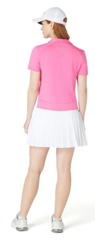 Callaway Waist Length Mesh Detail Short Sleeve polo de mujer, cheeky pink