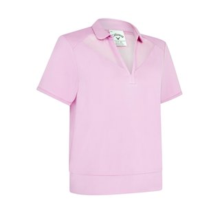 Callaway Waist Length Mesh Detail Short Sleeve polo de mujer, orquídea