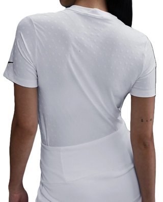 Nike Woman Dri-FIT Short-Sleeve Blade Jacquard polo de mujer, blanco/negro