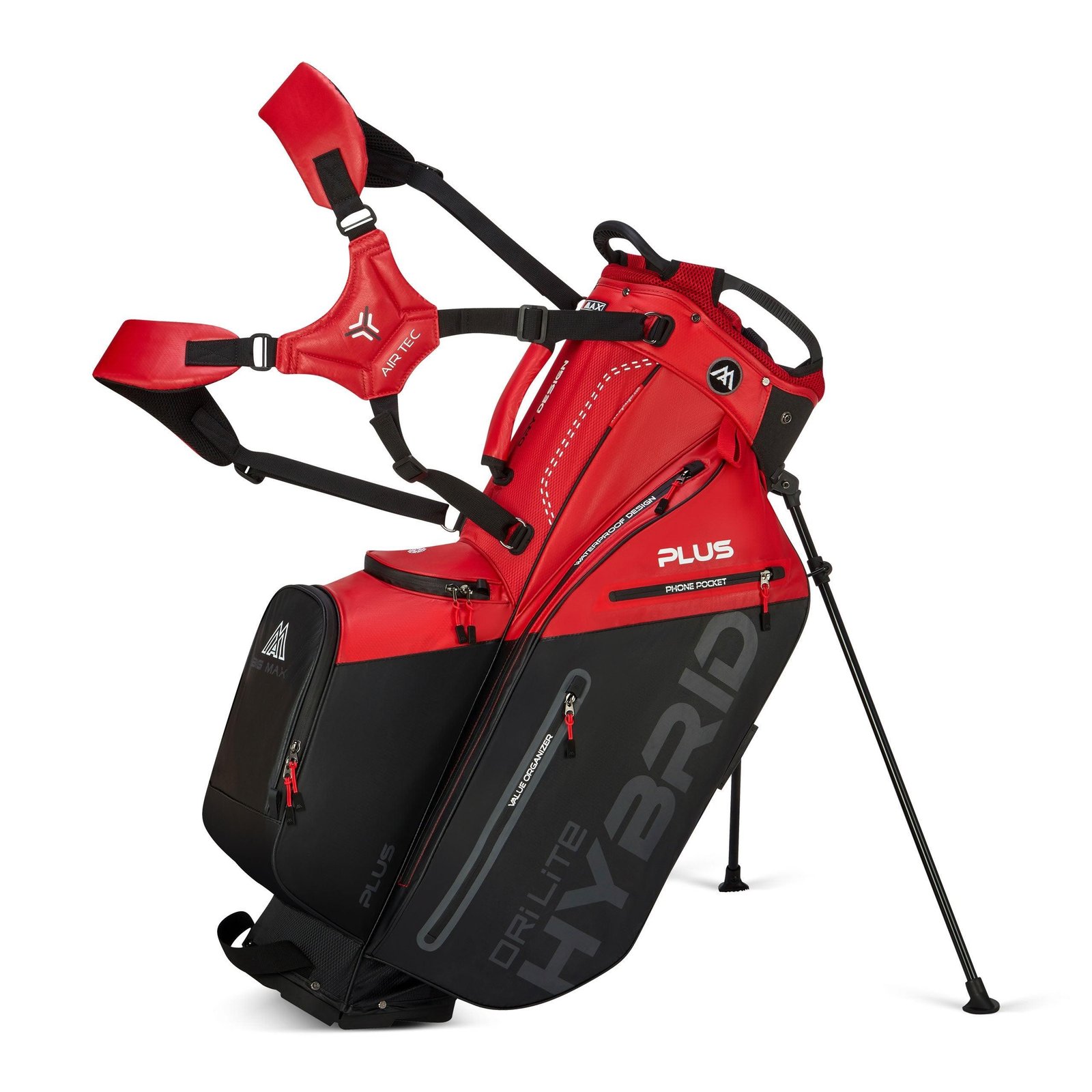 Big Max Dri Lite Hybrid Plus stand bag, rojo/negro
