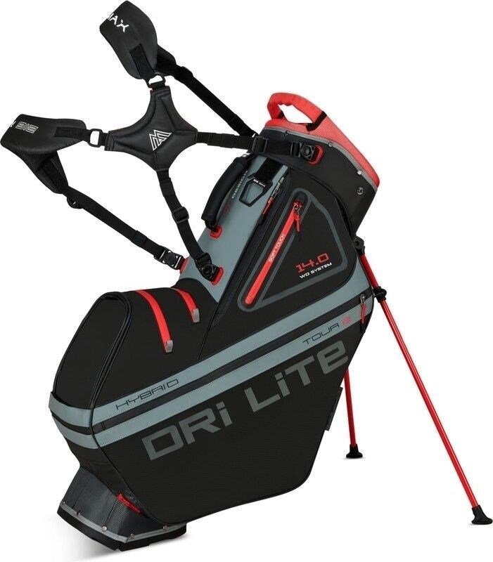 Big Max Dri Lite Hybrid Tour 2 stand bag, negro/carbón/rojo