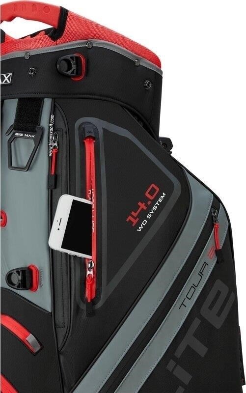 Big Max Dri Lite Hybrid Tour 2 stand bag, negro/carbón/rojo