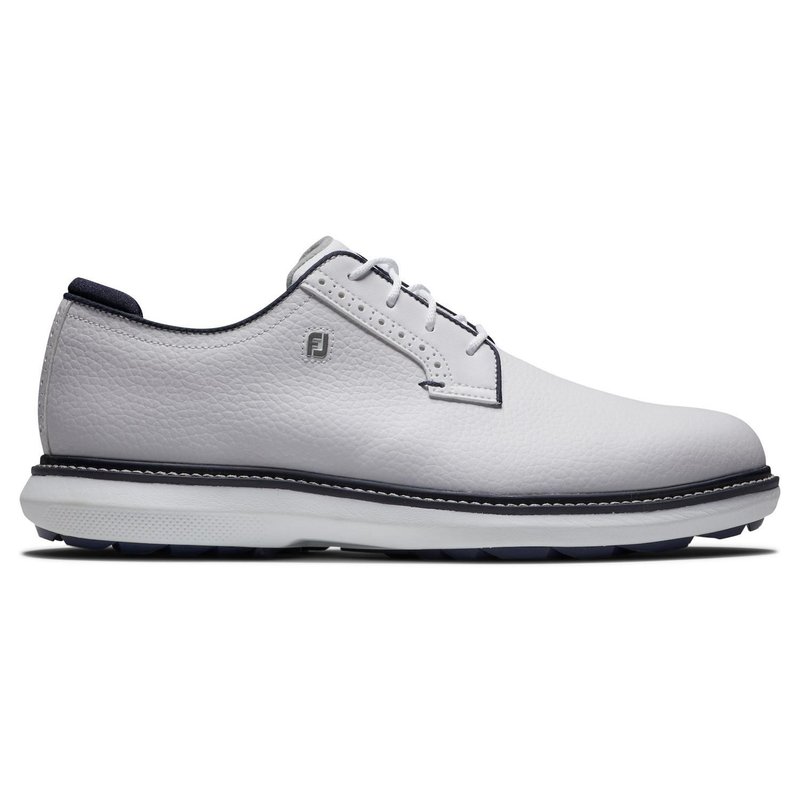 FootJoy Traditions Blucher Spikeless zapatos de golf para hombre, blanco/azul marino