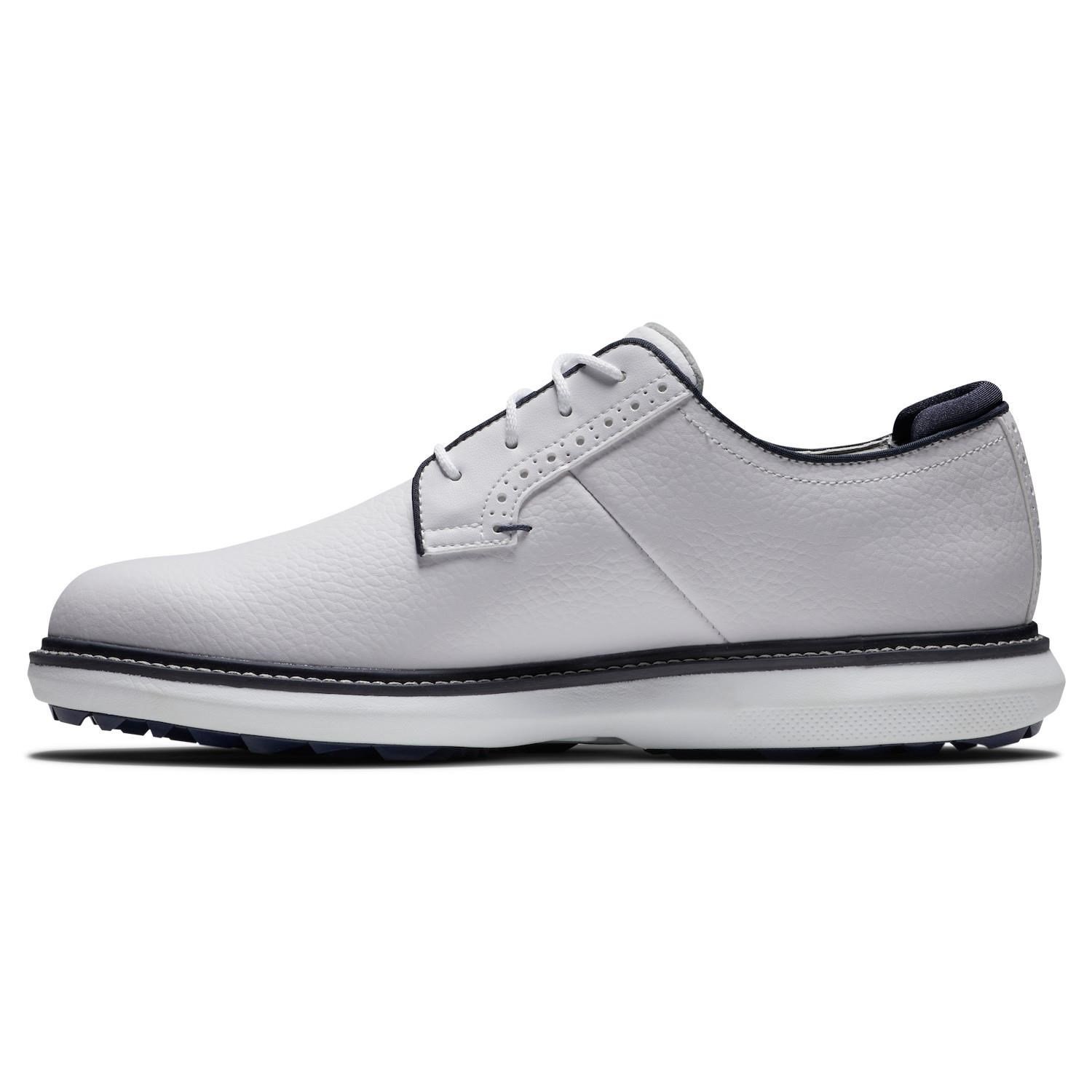 FootJoy Traditions Blucher Spikeless zapatos de golf para hombre, blanco/azul marino
