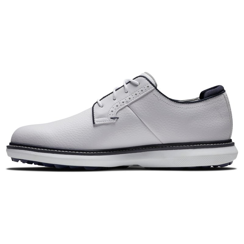 FootJoy Traditions Blucher Spikeless zapatos de golf para hombre, blanco/azul marino