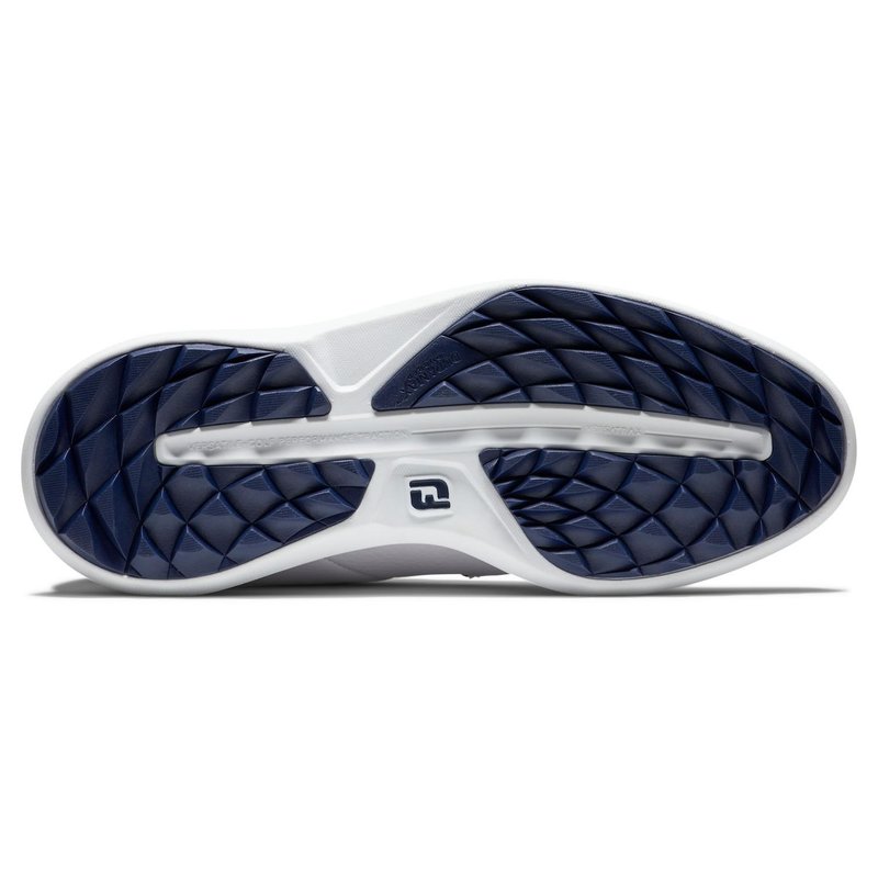 FootJoy Traditions Blucher Spikeless zapatos de golf para hombre, blanco/azul marino