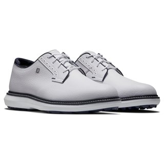 FootJoy Traditions Blucher Spikeless zapatos de golf para hombre, blanco/azul marino