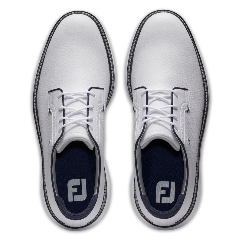 FootJoy Traditions Blucher Spikeless zapatos de golf para hombre, blanco/azul marino