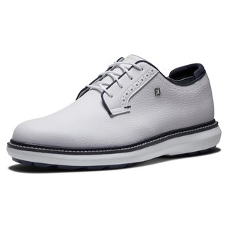 FootJoy Traditions Blucher Spikeless zapatos de golf para hombre, blanco/azul marino