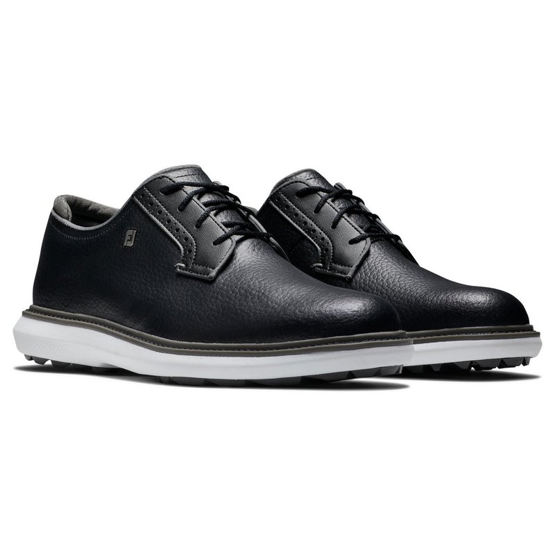 FootJoy Traditions Blucher zapatos de golf para hombre, negro/gris/blanco blucher