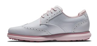 FootJoy Traditions Spikeless zapatillas de golf mujer, blancas/rosa