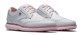 FootJoy Traditions Spikeless zapatillas de golf mujer, blancas/rosa