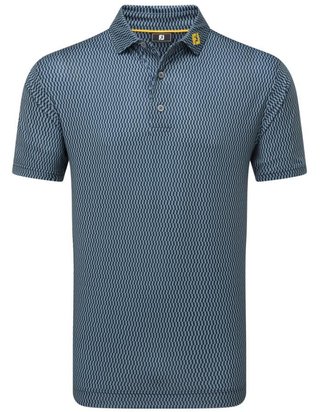 FootJoy Wiggle Print Lisle polo de hombre, azul marino/gris/blanco
