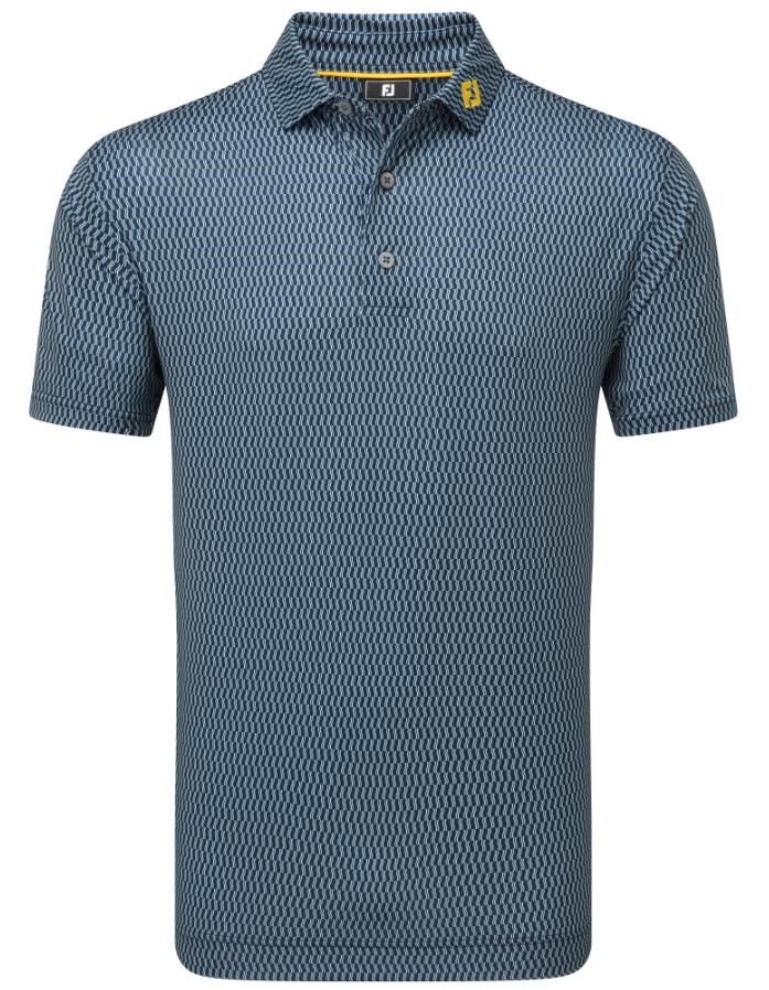 FootJoy Wiggle Print Lisle polo de hombre, azul marino/gris/blanco