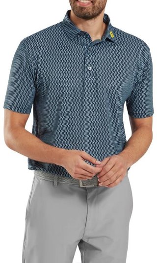FootJoy Wiggle Print Lisle polo de hombre, azul marino/gris/blanco