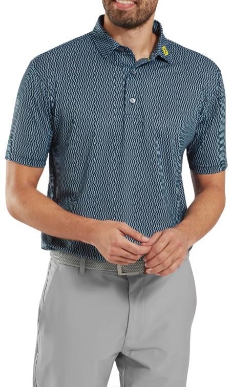 FootJoy Wiggle Print Lisle polo de hombre, azul marino/gris/blanco