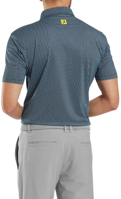 FootJoy Wiggle Print Lisle polo de hombre, azul marino/gris/blanco