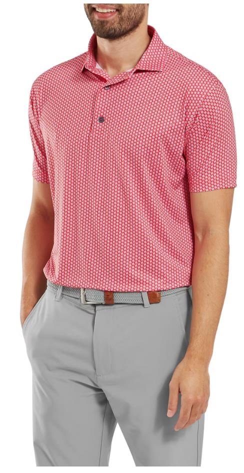 FootJoy Houndstooth Geo Lisle polo de hombre, hibiscus