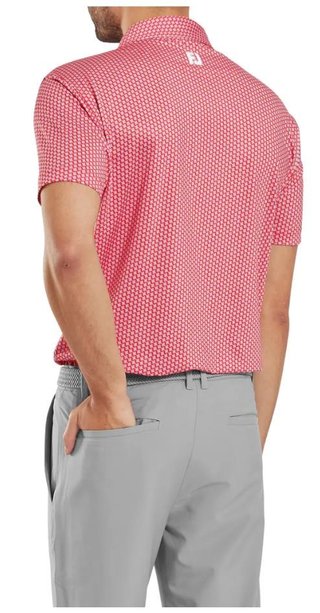 FootJoy Houndstooth Geo Lisle polo de hombre, hibiscus