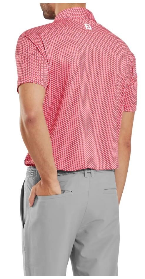 FootJoy Houndstooth Geo Lisle polo de hombre, hibiscus