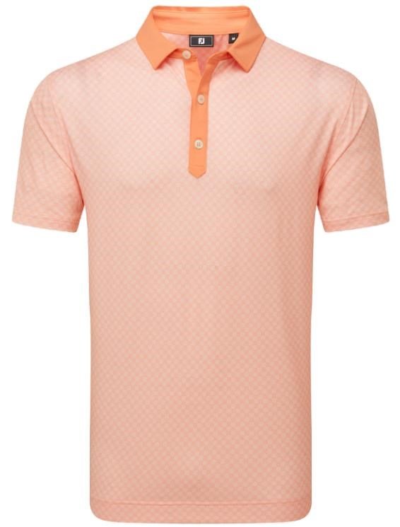 FootJoy Checker Print Lisle polo de hombre, naranja/blanco