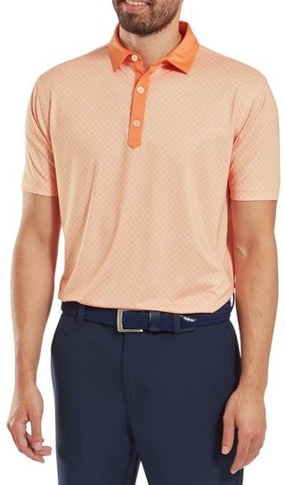 FootJoy Checker Print Lisle polo de hombre, naranja/blanco