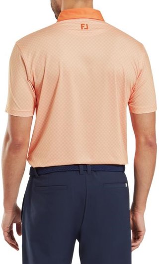 FootJoy Checker Print Lisle polo de hombre, naranja/blanco