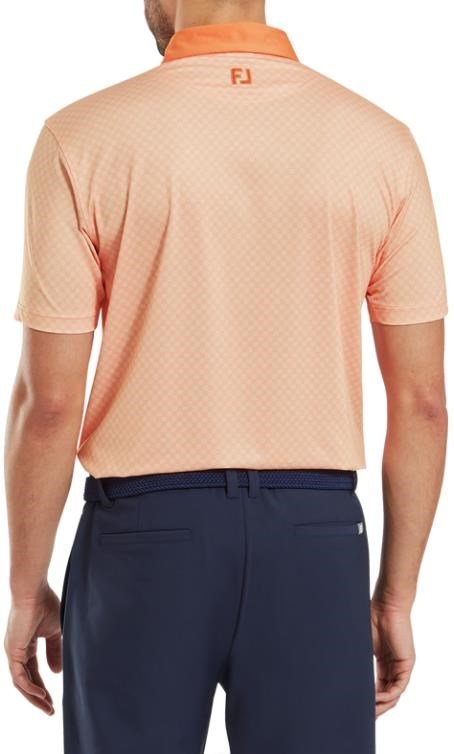 FootJoy Checker Print Lisle polo de hombre, naranja/blanco