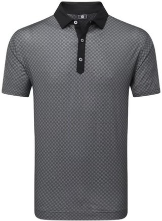 FootJoy Checker Print Lisle polo de hombre, negro/blanco