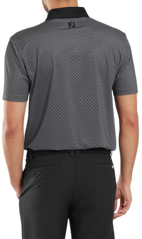 FootJoy Checker Print Lisle polo de hombre, negro/blanco