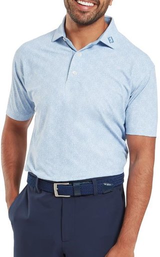 FootJoy Speckle Print Pique polo de hombre, azul jay/blanco