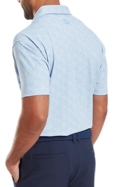 FootJoy Speckle Print Pique polo de hombre, azul jay/blanco